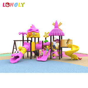 Đáng yêu giá rẻ sân chơi ngoài trời thiết bị ngoài trời nhựa trượt và hai chỗ ngồi đu để bán - Product Image 2