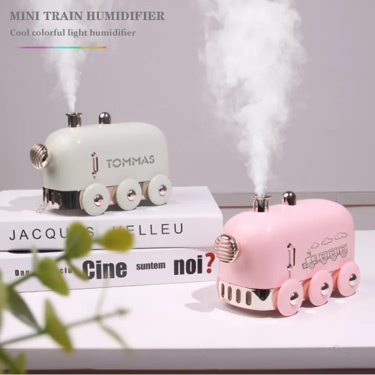 Humidificateur ultrasonique de 300ml, diffuseur d'air, Mini Train, Usb, machine de brume d'huile essentielle avec lumière Led de couleur