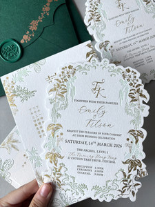 Exquisitas Tarjetas de Invitación de Boda de Papel de Arte con Tapa Dura y Grabado en Color, con Juego de Sobres para Celebración de Matrimonio - Product Image 6