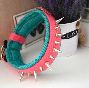 대형 중형 불량견 인쇄 패턴을위한 스파이크가 박힌 나일론 칼라 물림 방지 전술 나일론 애완 동물 목걸이 - Product Image 5