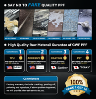 Film de protection de peinture (PPF) satiné auto-cicatrisant brillant 1,52*15M/rouleau, garantie 10 ans, plus de 400 couleurs, application sèche ou humide