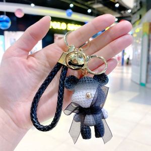 Cartoon Resin Bow Teddy Bear Keychain Cute Bear Doll <b>Key</b> <b>Chain</b> with Bells Bag Charm Pendant Car Keyring Girls Gift Bear Keychain - Product Image 3