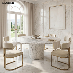 <span class=keywords><strong>Tavolo</strong></span> da Pranzo <span class=keywords><strong>Rotondo</strong></span> in Marmo Arabescato Landerstone <span class=keywords><strong>con</strong></span> Finitura Lucida, <span class=keywords><strong>Tavolo</strong></span> da Pranzo in Marmo Naturale per Hotel e <span class=keywords><strong>Cucina</strong></span> - Product Image 1
