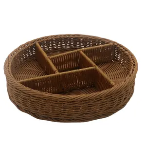 Simple japonais PE rotin plastique boîte de rangement carré Peanant grille nouvel an panier de fruits pour cuisine affichage des aliments