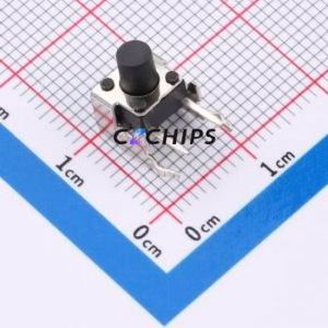 UK-B02124-G7.5-250 Tactile Switch Bent Lead Through Hole,6x6mm Single Pole Single Throw Round Button 2.5N Right Angle Insert - Product Image 1