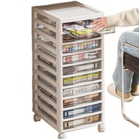 Meuble de rangement transparent sur roulettes à 10 niveaux avec étagère de bureau multi-niveaux pour usage professionnel