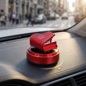 Diffuseur de parfum solaire moderne en ABS pour voiture, rouge, rotatif, aromathérapie pour la décoration intérieure de voiture - Product Image 1