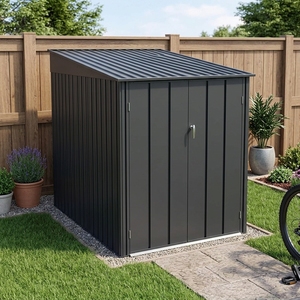 Caseta para Bicicletas Prefabricada <span class=keywords><strong>de</strong></span> Acero Galvanizado, <span class=keywords><strong>Almacenamiento</strong></span> <span class=keywords><strong>Exterior</strong></span> para Bicicletas con Rieles, Fácil Instalación para Uso en Jardín y Hogar - Product Image 1