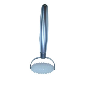 Rouleau de massage à pointes en jade blanc, outil en pierre naturelle avec poignée épaisse en aluminium durable, pour le visage, le cou, le modelage et la relaxation à domicile et en spa - Product Image 2