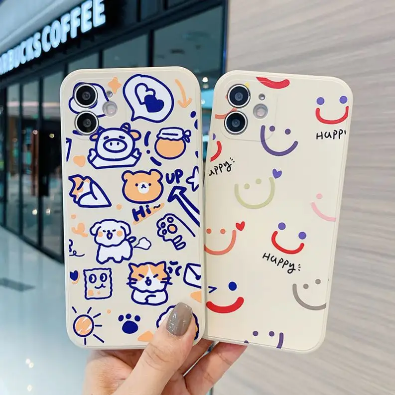 Case for Apple Iphone 11 Pro XR Lovely Cartoon Animal Cat Bear Smile Design Silicone TPU phone covers anime phone case Accessory