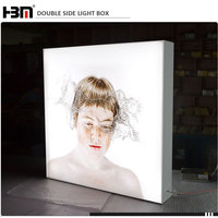 Boîte à lumière en tissu LED à éclairage par les bords, double face, sans cadre, portable, facile à assembler, marque HBM