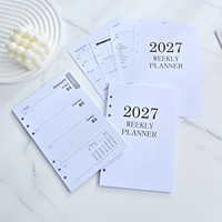 Recharges de calendrier personnalisées imprimées 2027 A5, inserts de planificateur mensuel, agenda hebdomadaire, papier de rechargement pour carnet à 6 anneaux