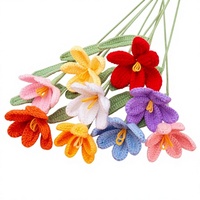 Buket Bunga Tulip Kering Rajutan Crochet Buatan Tangan, Gaya Minimalis Modern, Siap Kirim Antar Negara