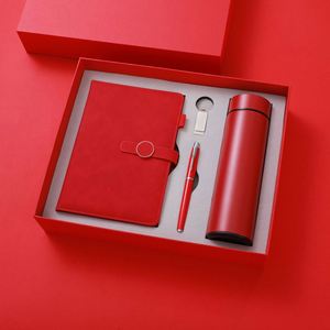 Wholesale Promotional Red Leather Notebook <b>Journal</b> for Gift Custom Diary Thermos Cup Notebook Gift Set With Pen and Water Bottle - Product Image 1