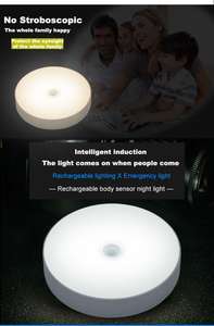 3AAA Batterij Led Nachtlampje Pir <span class=keywords><strong>Motion</strong></span> Sensor Ronde Kast Licht Energiebesparende Wandlamp Verlichting - Product Image 4