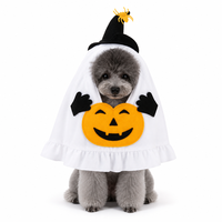 Costume d'Halloween pour chien fantôme, en polyester respirant imprimé, design simple, cape pour animal de compagnie avec sac citrouille, jolie cape de fête pour chats et chiens de taille moyenne