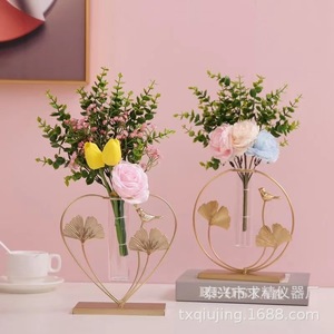 Taixing Qiujing Modern Geometric Desk Flower <b>Vase</b> With Glass Tube For Indoor Plants And Dried Flowers Decor - Product Image 2