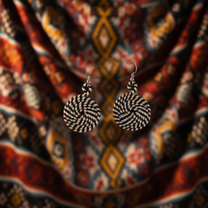 Pendientes de aro africanos hechos a mano con cuentas de semillas, pendientes circulares de cuentas negras llamativos para mujer - Product Image 2