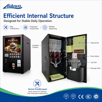 Distributeur automatique de café commercial Aidewo 7840TL-T10, entièrement automatique, fonctionnant avec des pièces de monnaie, pour les environnements très fréquentés