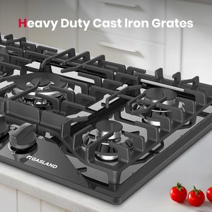Table de cuisson au gaz propane <span class=keywords><strong>GASLAND</strong></span> 30 pouces noire à 5 brûleurs, allumage automatique, protection par thermocouple, surface émaillée, encastrable/à brancher - Product Image 3
