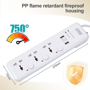 รางปลั๊กไฟวินนิ่งสตาร์ 6 ช่อง 2 พอร์ต USB ป้องกันไฟกระชาก ปลั๊กอเนกประสงค์ - Product Image 3