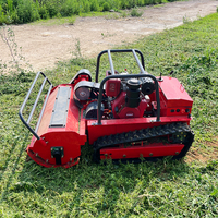 Cortadora de Césped a Control Remoto HIGHTOP Diesel, Equipo de Corte de Césped con Orugas y Dirección Flexible de 360 Grados