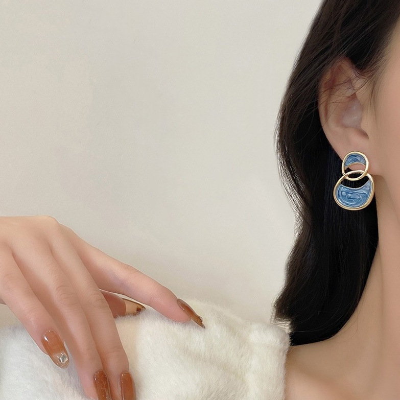 coloured small loop korean earrings