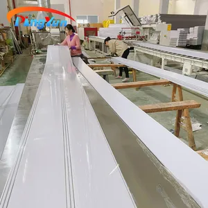 South America Pvc Ceiling Panel Plastic Modern Strip Waterproof Pvc Tile Wall Paper for Bathroom PVC Resin& Calcium Powder 5.95m