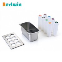 Perlengkapan Restoran Cepat Saji Dapur Komersial 6/8 Lubang, Dispenser Bumbu FIFO, Kit Botol Saus Tekan