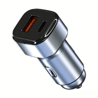 Chargeur de voiture double port USB-A+USB-C en alliage de zinc, directement de l'usine, pour iPhone Samsung Xiaomi