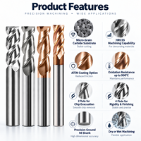 Fraise carrée CNC en carbure monobloc HRC55 à 2 ou 4 dents, pour acier allié trempé, diamètres en pouces : 1/8, 1/2, 3/4, 3/16, 1/4, 5/16, 3/8, 5/8