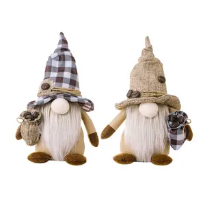 Noel Gnomes süs paketleri yeni ev dekorasyonu kahve Faceless bebek Gnome süsler Holding