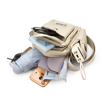 Sac bandoulière minimaliste, couleur unie, résistant aux déchirures, anti-rayures, multi-couches, portable, fonctionnel, pratique, petit sac de voyage pour l'extérieur