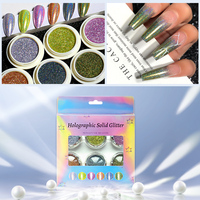 BOJUN 2026 Nouvelle Poudre Holographique TCL pour Ongles, Lot de 6 Couleurs, Pigment Laser Arc-en-ciel pour Manucure Professionnelle et Design Artistique en Salon