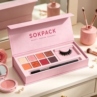 Boîte d'emballage cosmétique haut de gamme personnalisée pour kit de maquillage des yeux, boîte cadeau de maquillage de luxe, fermeture magnétique, boîte rigide en carton à couvercle rabattable