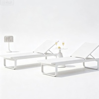Ensemble de chaises longues de piscine en aluminium avec table d'appoint, chaise longue d'extérieur en PVC, imperméable