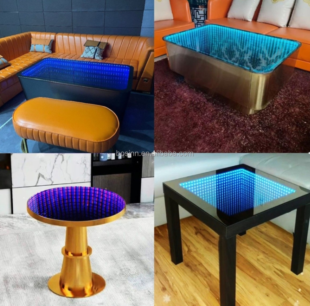 バーファニチャー インフィニティテーブル 発光トンネルミラー 錯視