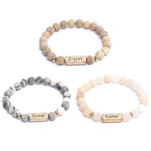 New Arrival High Quality Fashion Jewelry Elastic Wholesale <strong>Bracelets</strong> 8mm Natural Stone Beaded Custom Stretch <strong>Sister</strong> <strong>Bracelet</strong> - Product Image 3