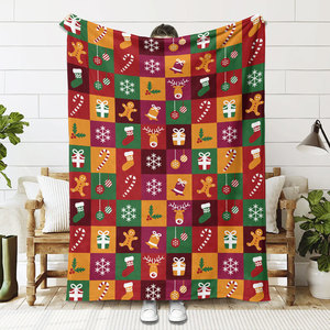 Couverture en flanelle <span class=keywords><strong>polaire</strong></span> Horaldaily de Noël, motif homme en pain d'épices vert, ours, douce, moelleuse, confortable, quatre saisons, portable, personnalisable - Product Image 6