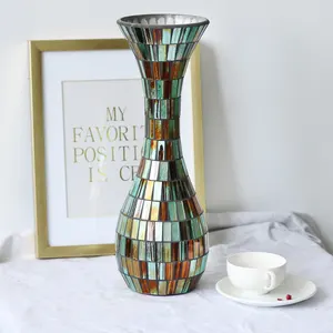 Vaso di vetro a mosaico accessori per la decorazione per la casa vendita calda oro fatto a mano crepitio vaso di vetro