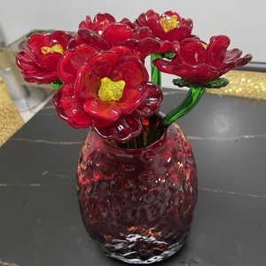 Tay Thổi Nghệ Thuật Thủy Tinh Trang Trí Hoa Hồng Và Lily Hoa Thân Dài Màu Men Handmade Nghệ Thuật Dân Gian Cho Trang Trí Nội Thất - Product Image 3