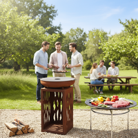 Suministro de Fábrica: Chimenea Bio Multifuncional 3 en 1 para Patio y Cocina, Plancha de Acero Corten con Llamaras para Chimenea