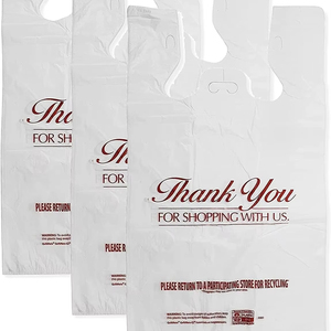 Bolsas de compras al por menor con asa Gracias Camiseta Bolsas de plástico para uso en supermercados - Product Image 1