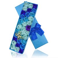 Kotak Hadiah Bunga Kering Biru Hari Valentine Set 33/pcs Kotak Hadiah Bunga Sabun Mawar Biru untuk Dekorasi Pernikahan