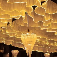 Rideau de voile lumineux pour décoration de plafond, bande LED étanche, modèle en tissu plissé pour mariages et camping