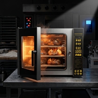 Four à convection électrique commercial d'occasion avec thermostat réglable, 4 plateaux, protection contre la surchauffe pour restaurant, boulangerie, gâteaux, pain