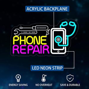 Réparation de téléphones, enseignes néon LED à intensité variable, alimentées par USB, lumière d'ambiance, décoration de vitrine, lumière indicatrice de rue, personnalisable 5V - Product Image 1