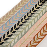 Sangle de sac en polyester tissé jacquard brodé de 3,8 cm de large, motif feuilles et fleurs, pour textile de maison et vêtements – Grande Vente