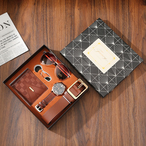 Coffret cadeau pour homme, cadeau d'affaires, simplicité moderne, lunettes de soleil en cuir, ceinture, montre, Saint-Valentin, fête <span class=keywords><strong>des</strong></span> pères - Product Image 3