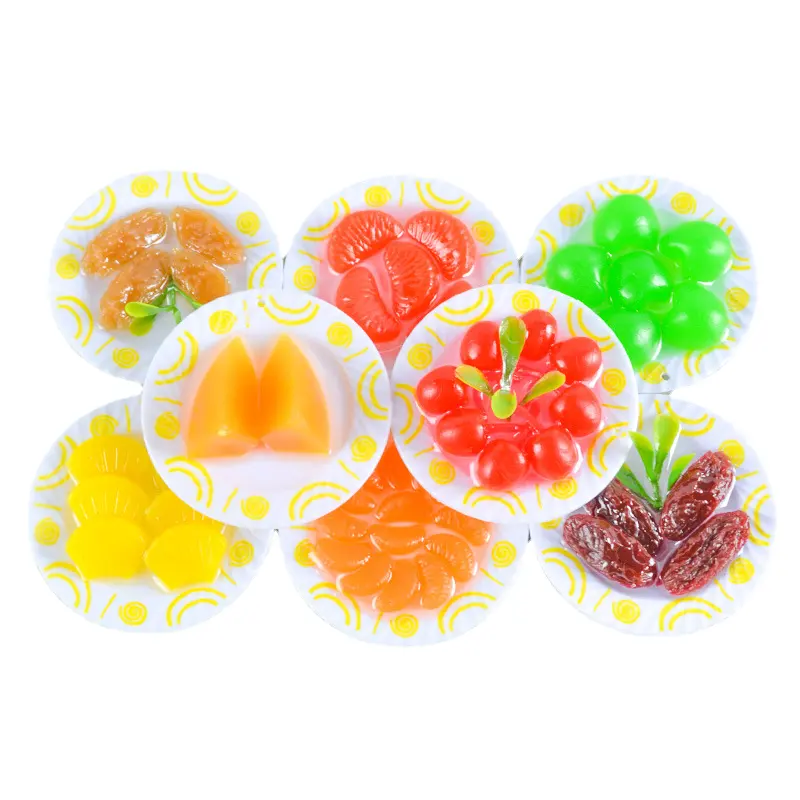 wangdun Simulation Mini fruit plate Fruit Orange Food model Fun miniature food Play key chain pendant accessoriesminiatures